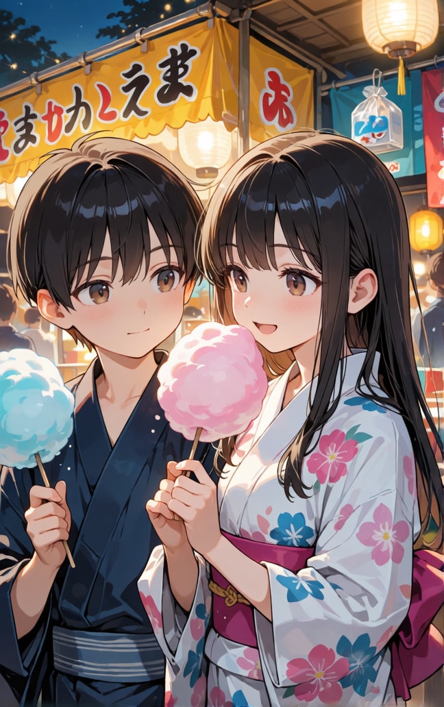 ちーちゃんと僕6 秋祭り わたあめ | の人気AIイラスト・グラビア