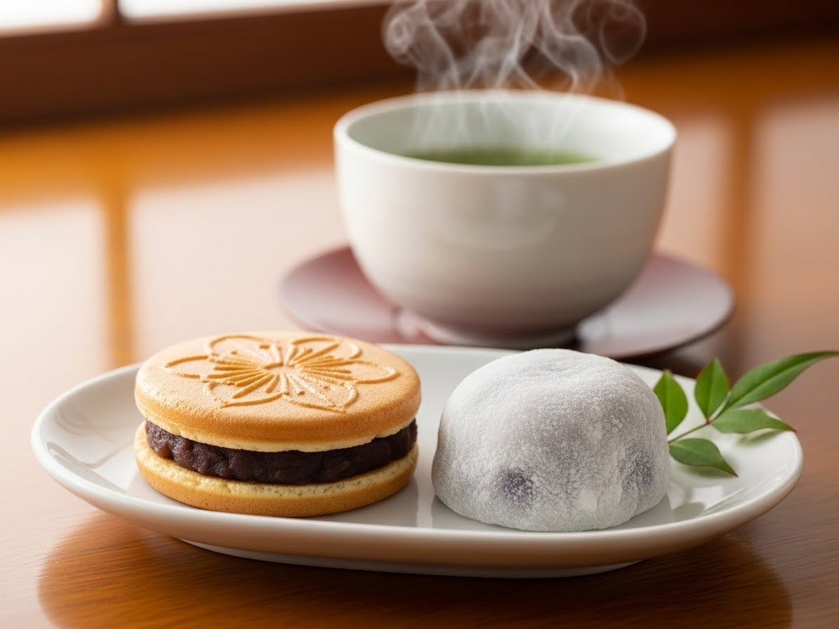 デザートの最中と大福のセット | の人気AIイラスト・グラビア