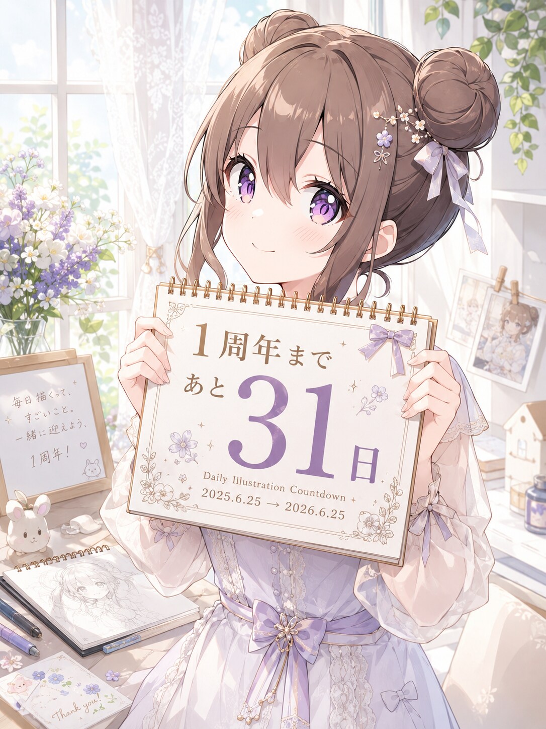デイリーイラスト1周年カウントダウン
