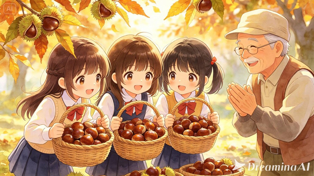 秋の遠足｜栗拾い１（65/100）