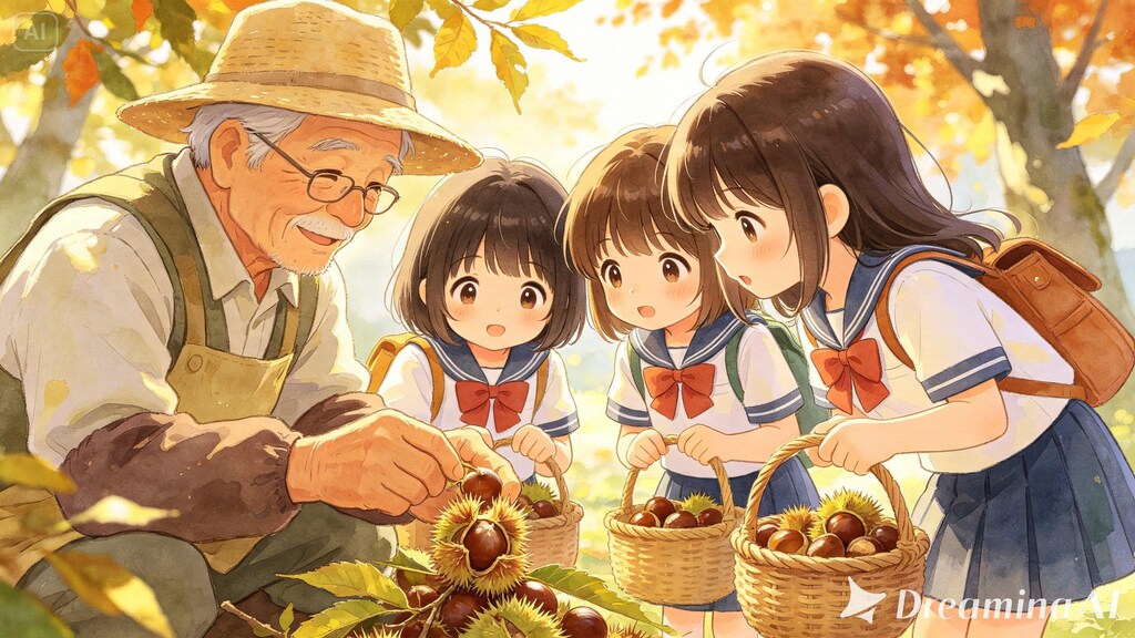 秋の遠足｜栗拾い１（65/100）