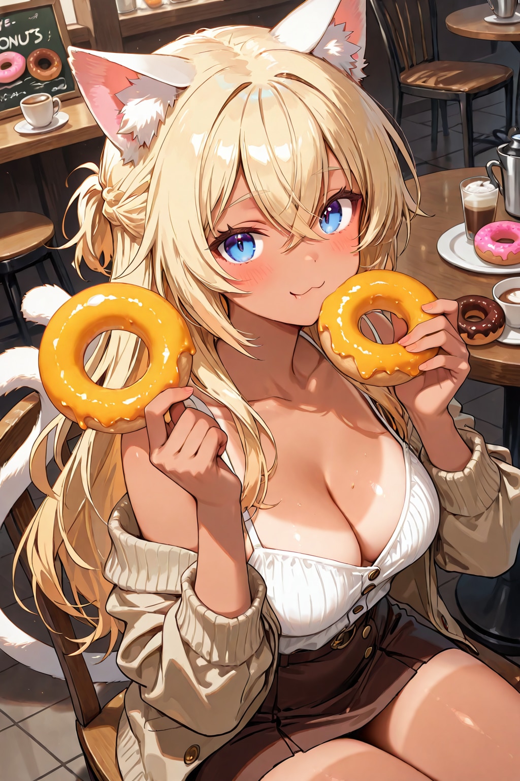 ドーナツを食べる金髪ちゃん