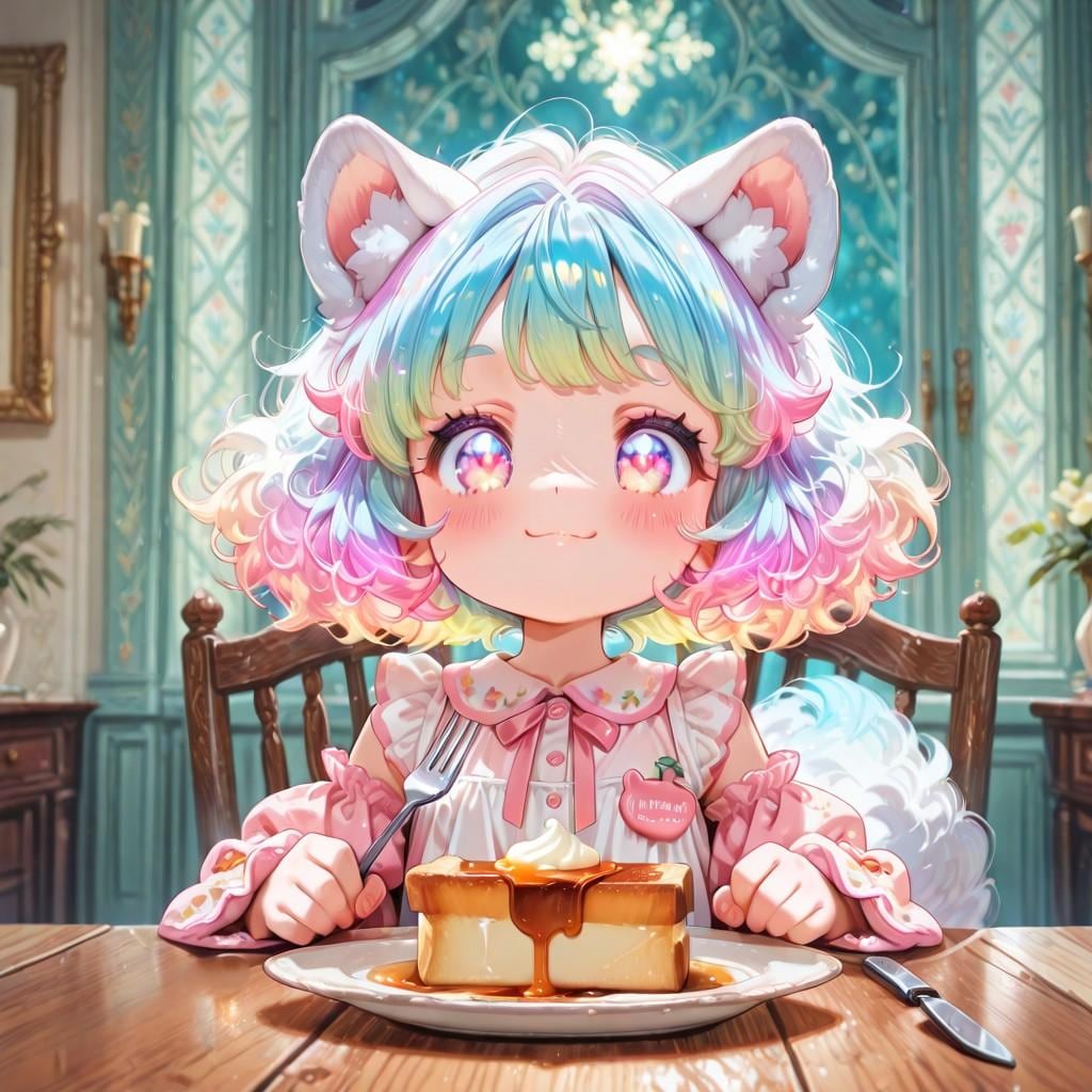 12枚）朝食を食べるケモ耳エルフさん