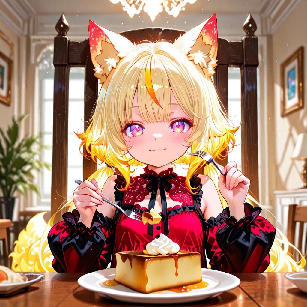 12枚）朝食を食べるケモ耳エルフさん