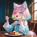 12枚）朝食を食べるケモ耳エルフさん 11枚目
