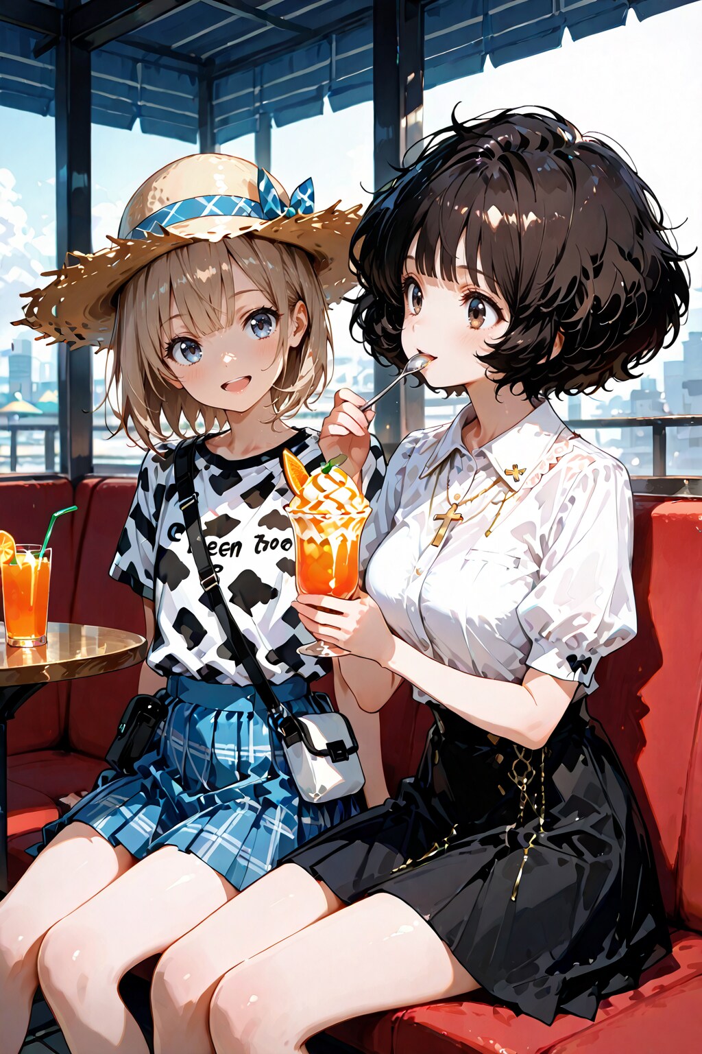 カフェで楽しむ二人🍹✨