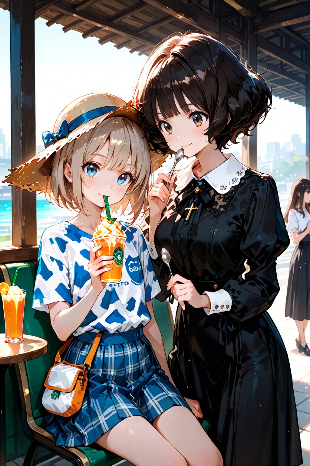 カフェで楽しむ二人🍹✨