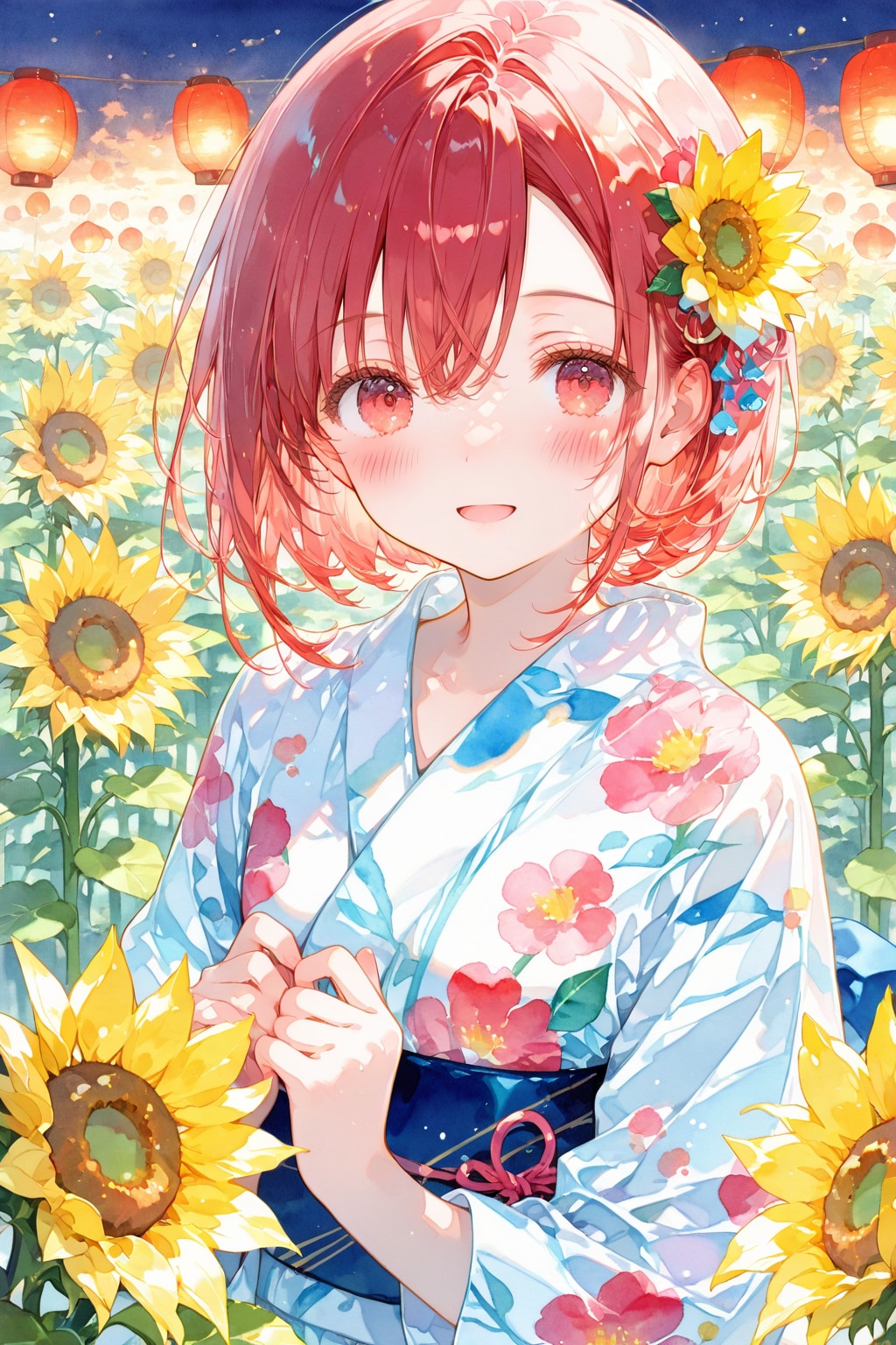 生駒のぞみ(うちの娘)と夏のひまわり