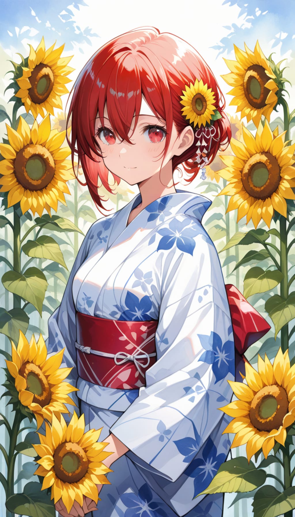 生駒のぞみ(うちの娘)と夏のひまわり