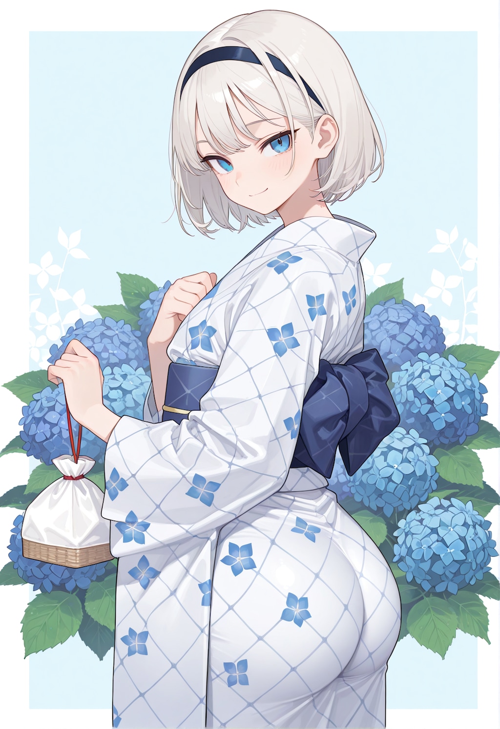 紫陽花と細身さん