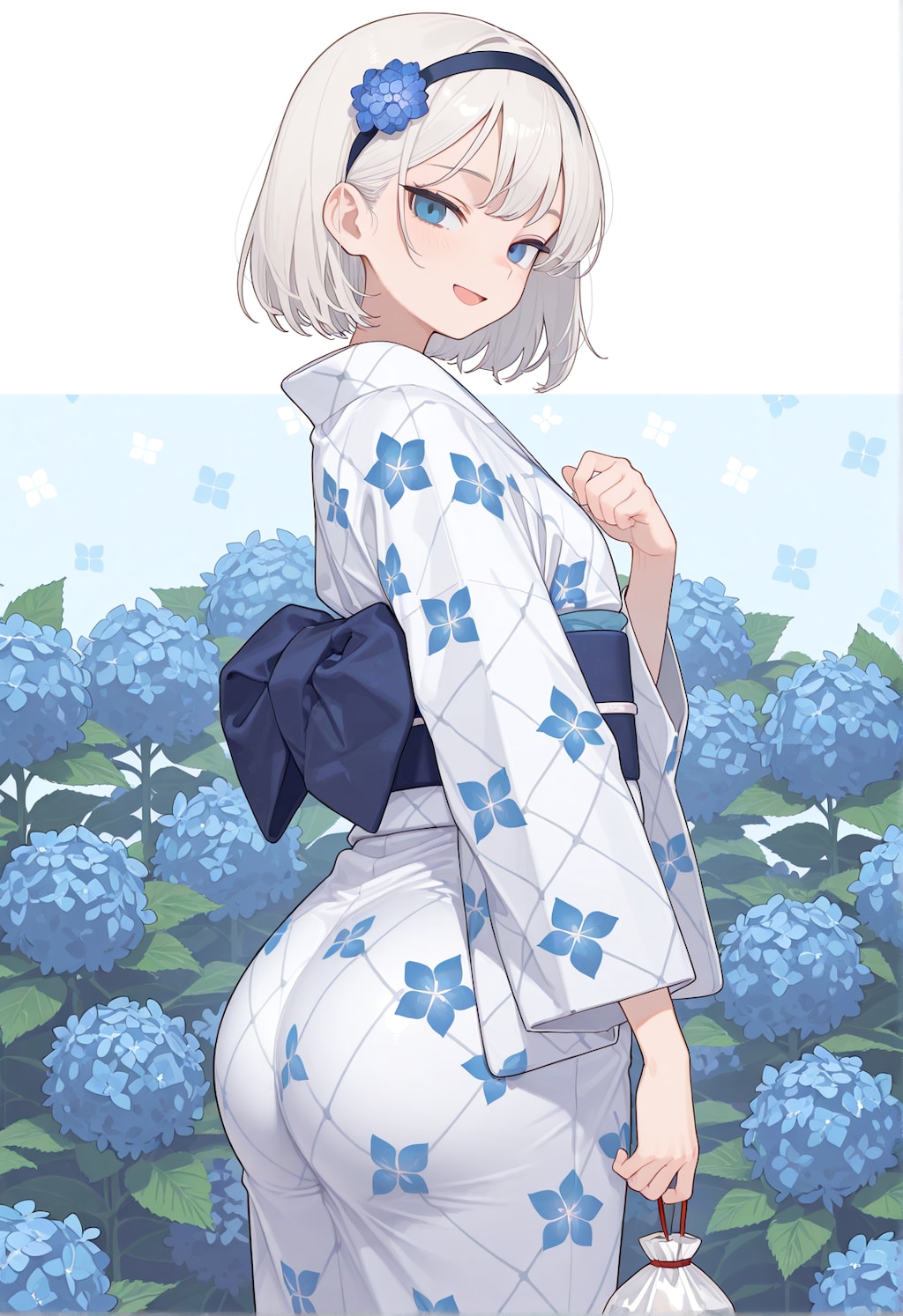 紫陽花と細身さん