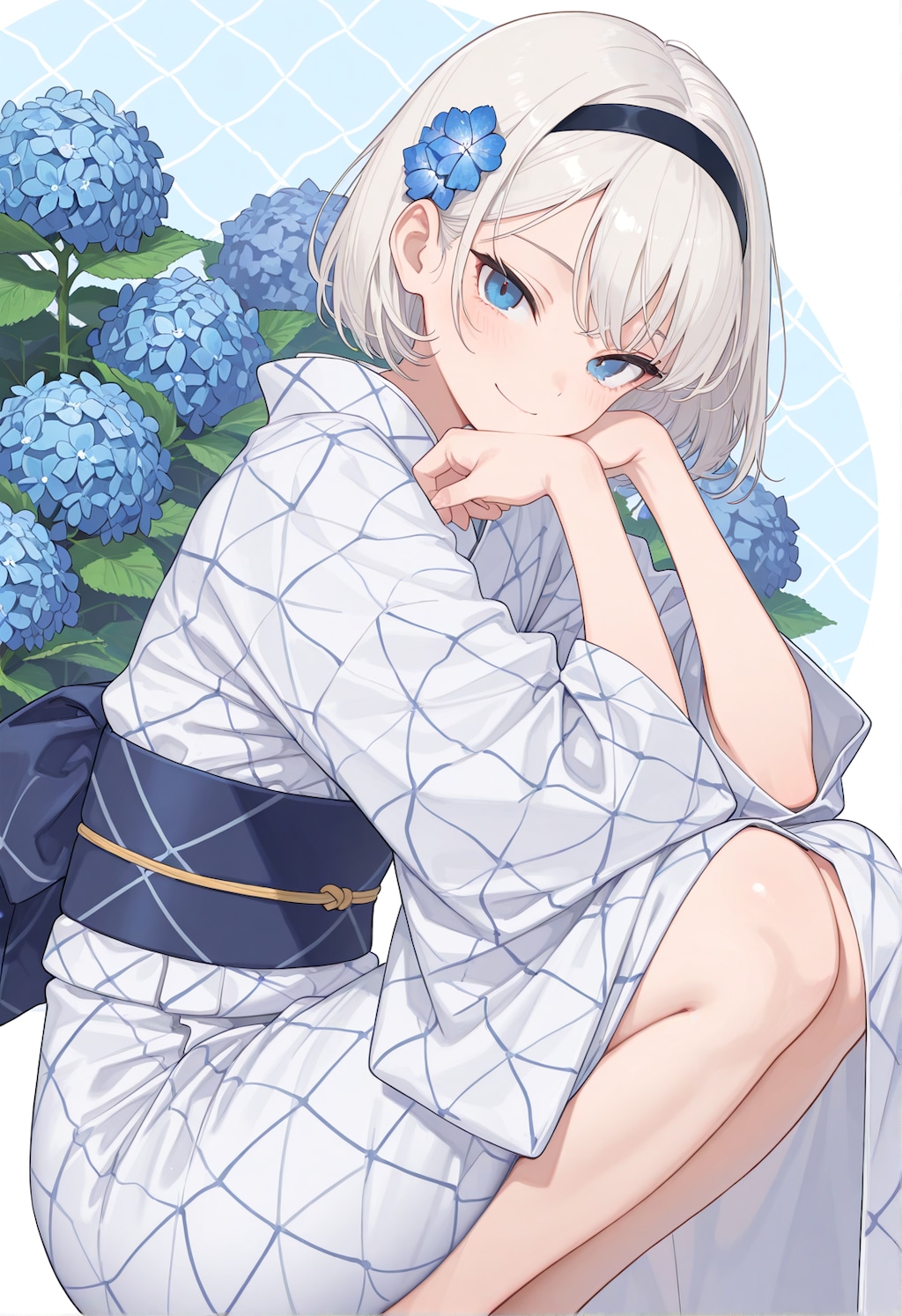 紫陽花と細身さん