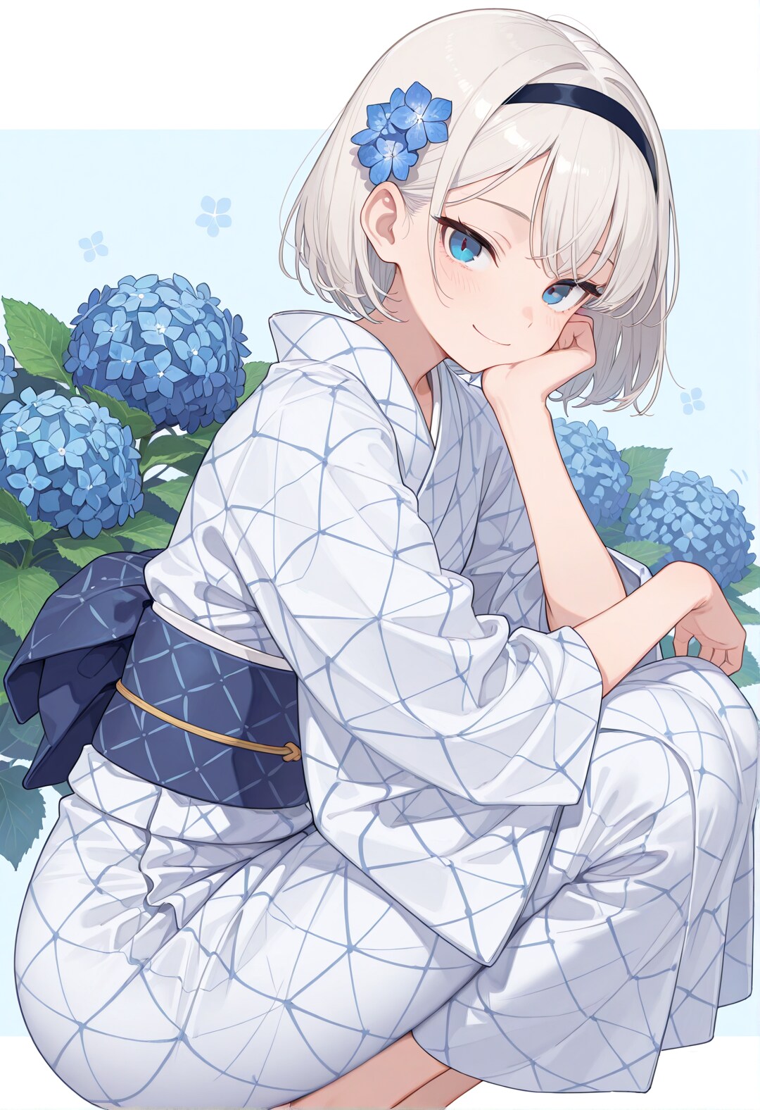 紫陽花と細身さん