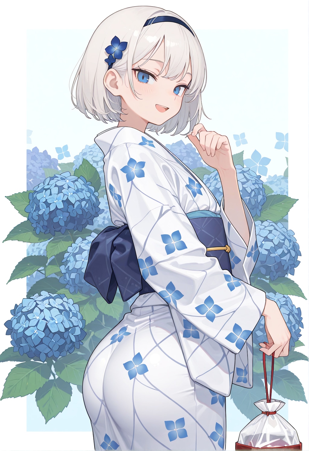 紫陽花と細身さん