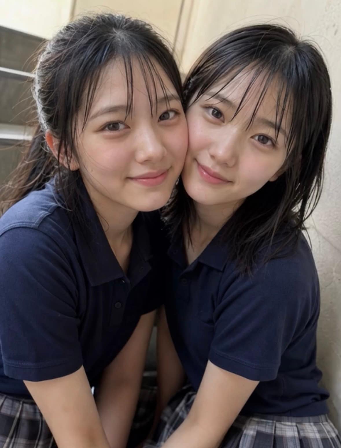 美少女、舌を絡めて