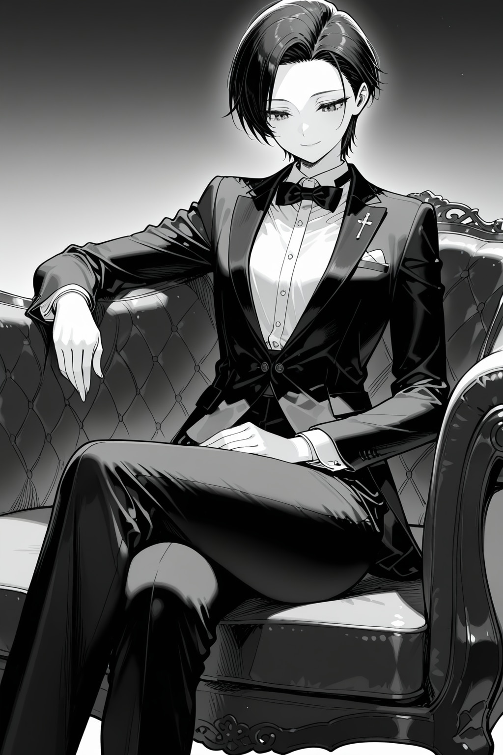 ソファに腰かけて