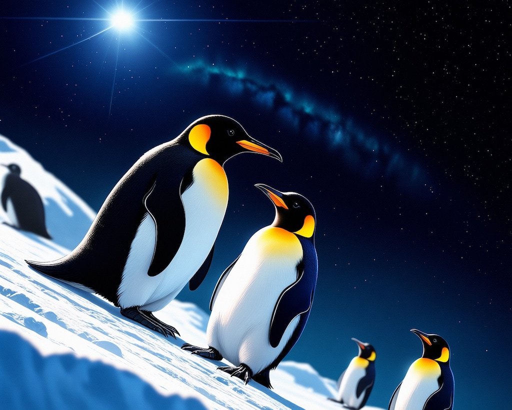 宇宙をみるペンギン