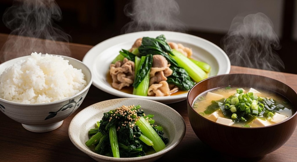 摩訶不思議食堂の小松菜膳