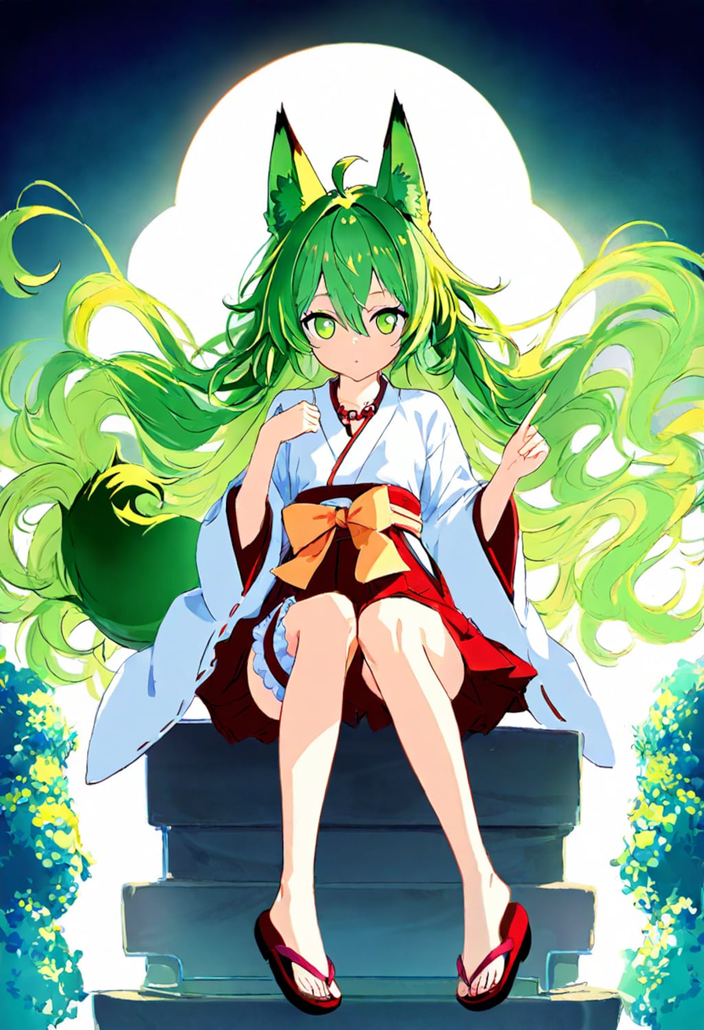 石の構造物に座るみぞれちゃん