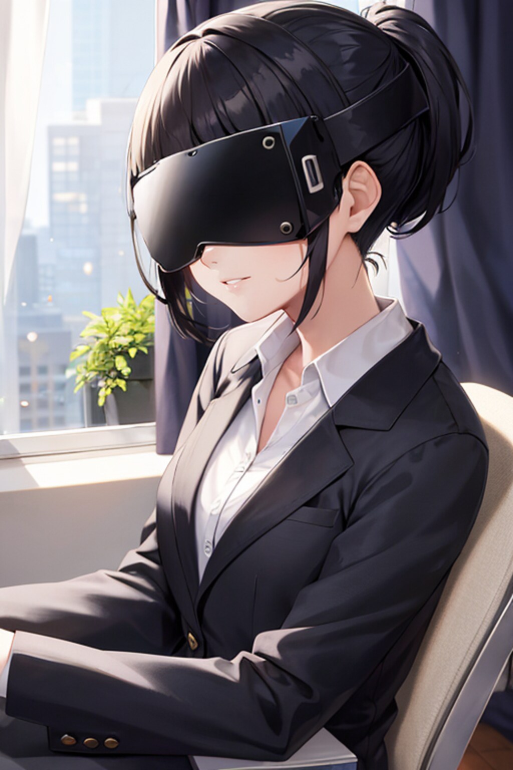VR企業面接を受ける子