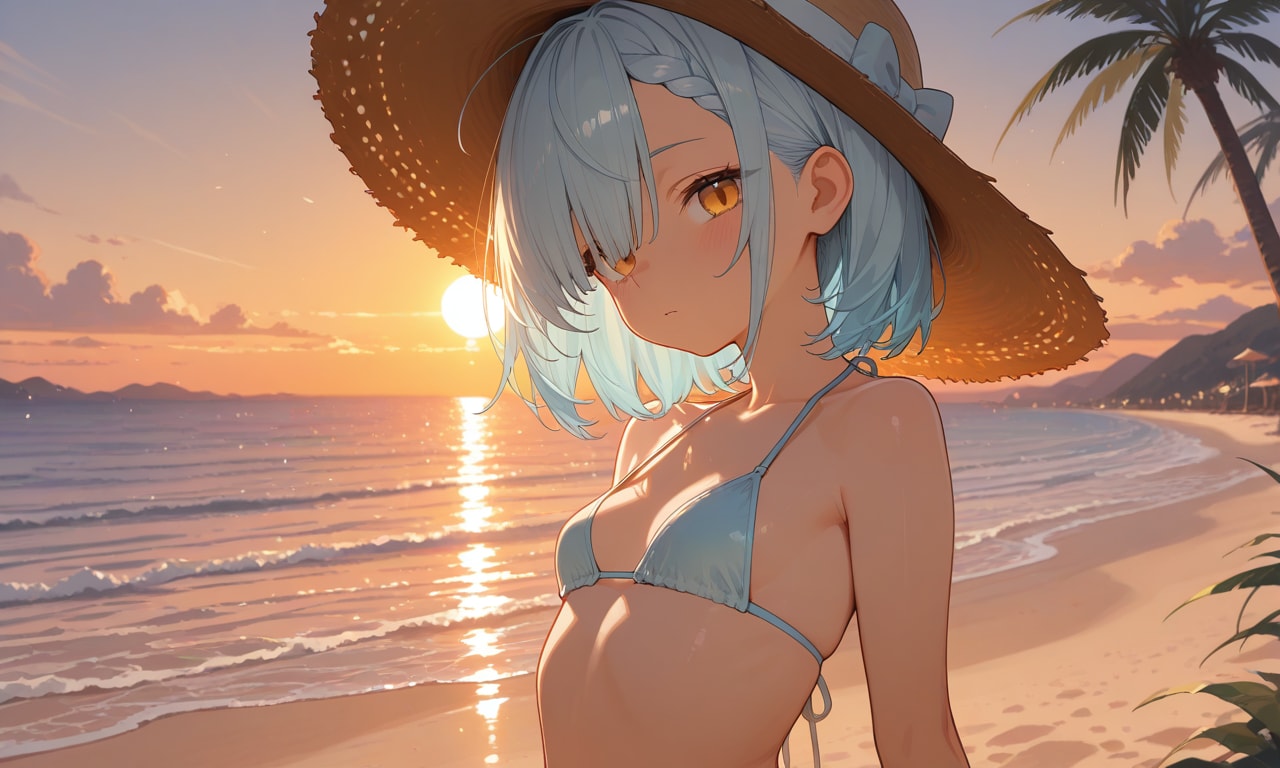 水着姿でジト目イドのルミちゃん
