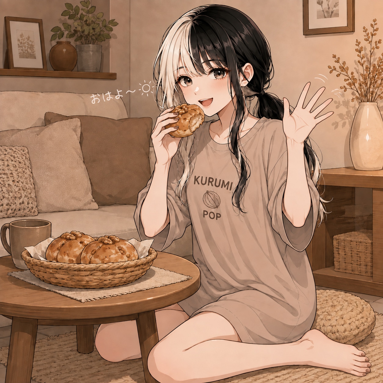 おはよ〜☀️（くるみちゃん） | の人気AIイラスト・グラビア