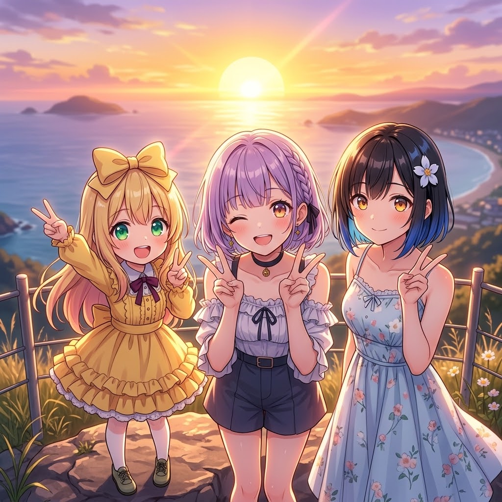 3人でおはピース✌️ | の人気AIイラスト・グラビア
