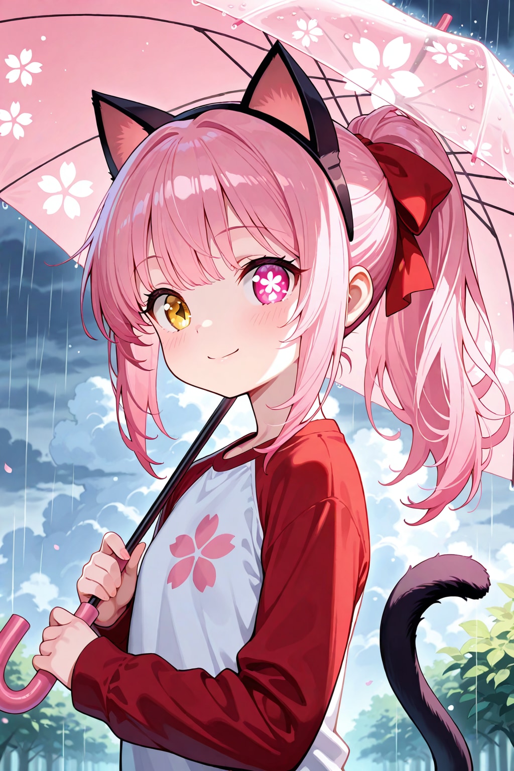 猫耳付けた守巫女ちゃん。雨の中散歩中