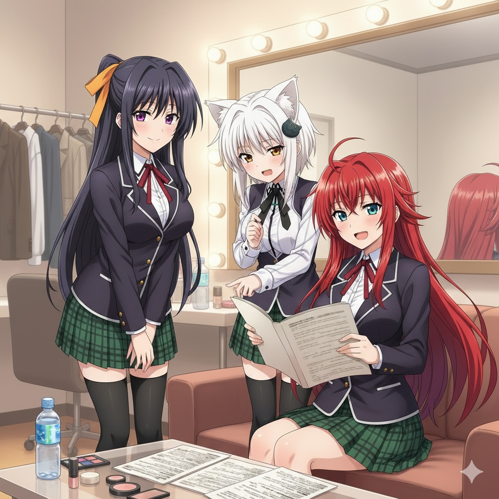 楽屋でのリアスと小猫と朱乃