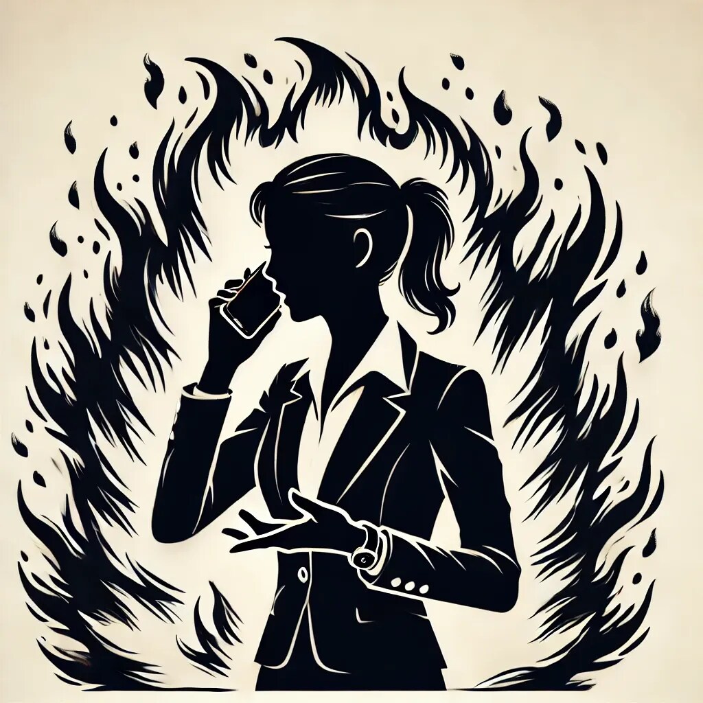 パワポ素材：直帰の電話を会社に入れたら別案件が炎上してたOL | の人気AIイラスト・グラビア