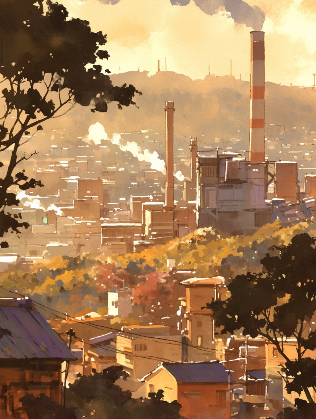 煙突の見える町