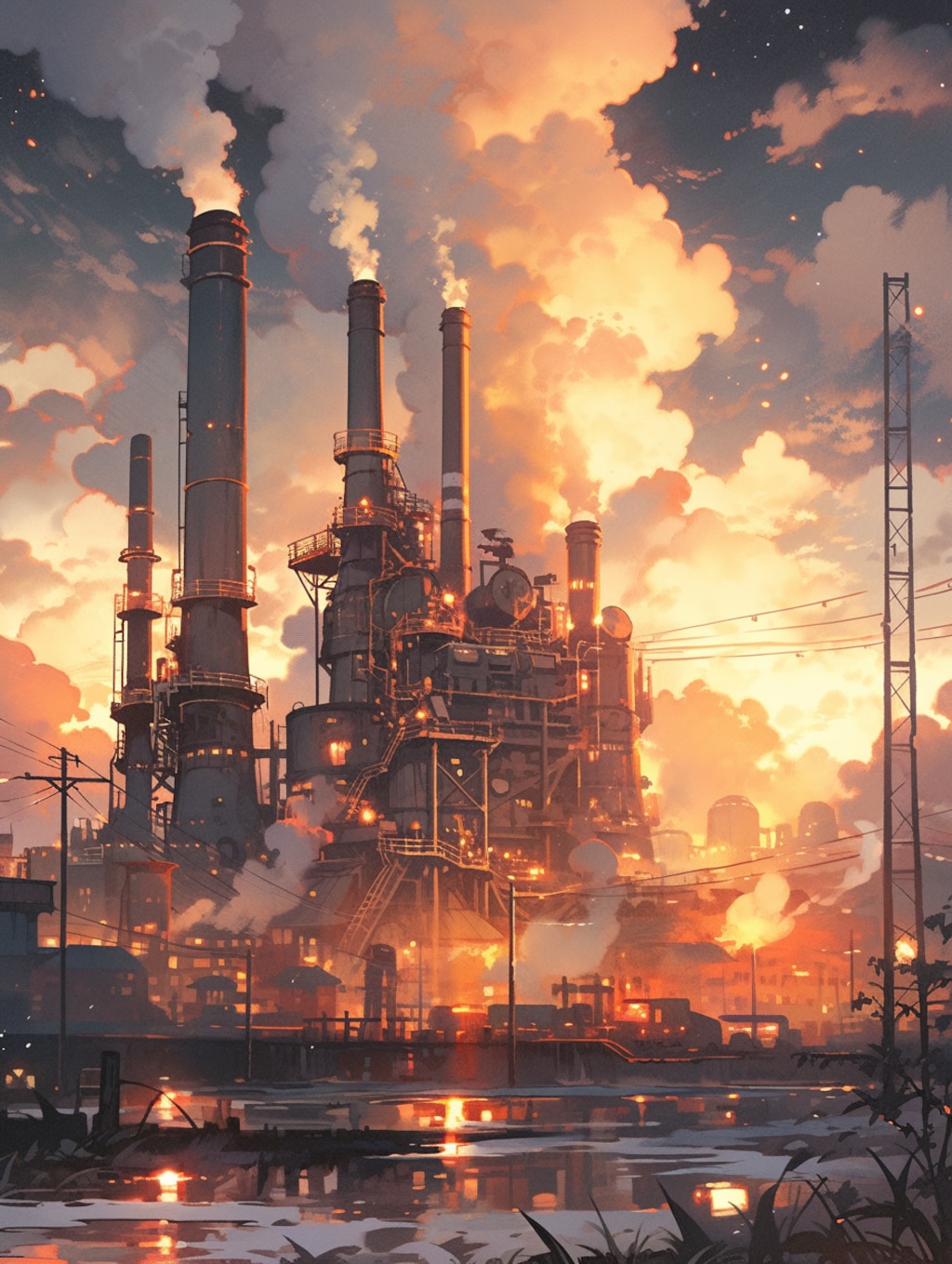 煙突の見える町