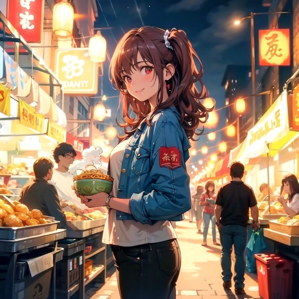 屋台で麺をすする休日