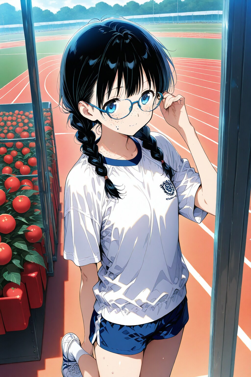 三つ編みヘア少女の運動姿