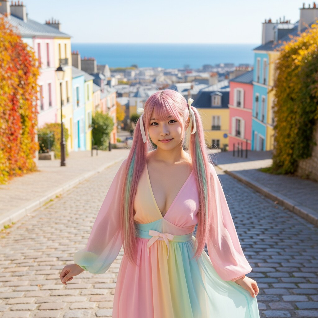 ももツイさん。パステルの街。 | の人気AIイラスト・グラビア