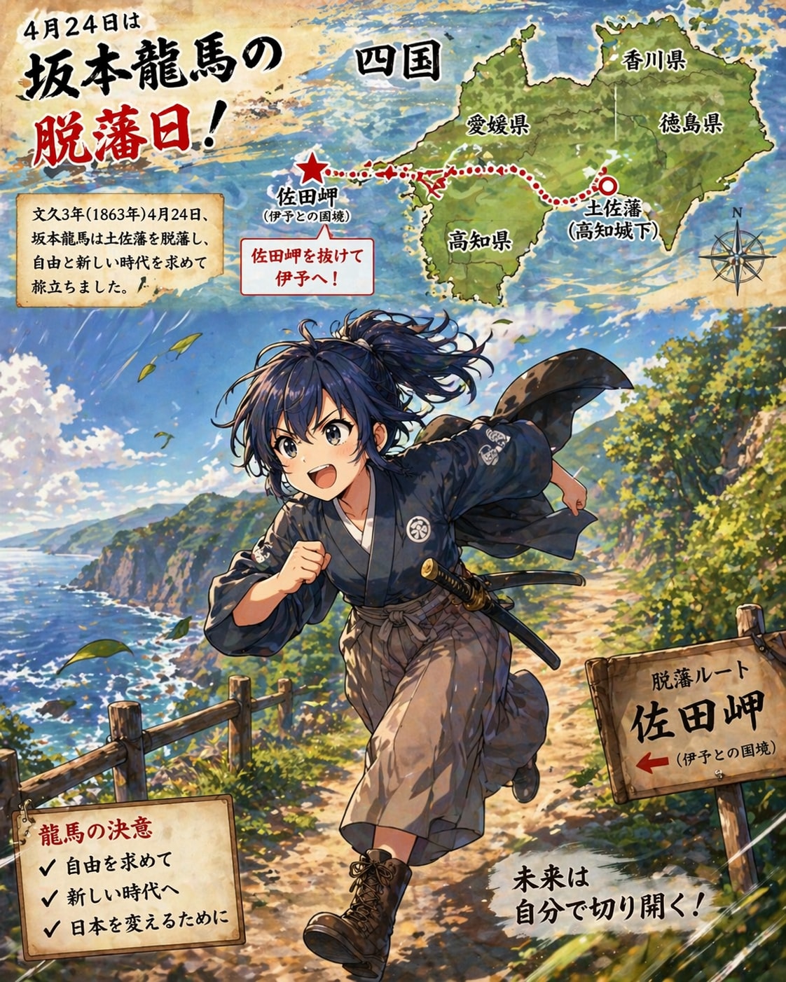 4月24日は坂本龍馬の脱藩日 | の人気AIイラスト・グラビア