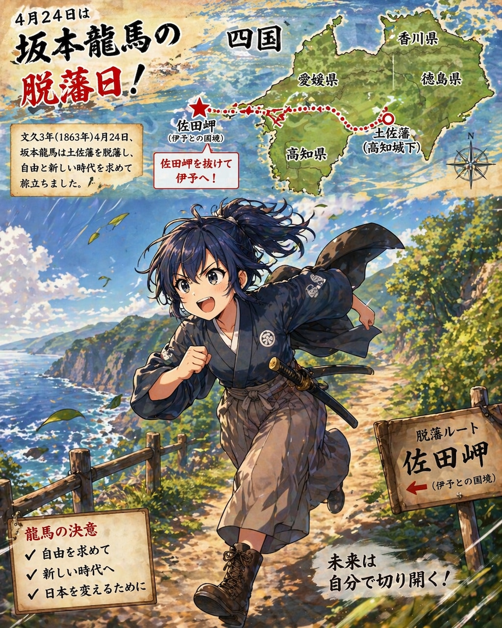 4月24日は坂本龍馬の脱藩日