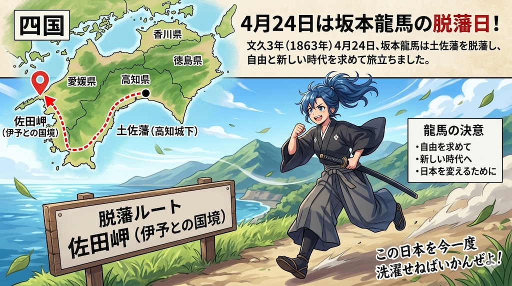 4月24日は坂本龍馬の脱藩日