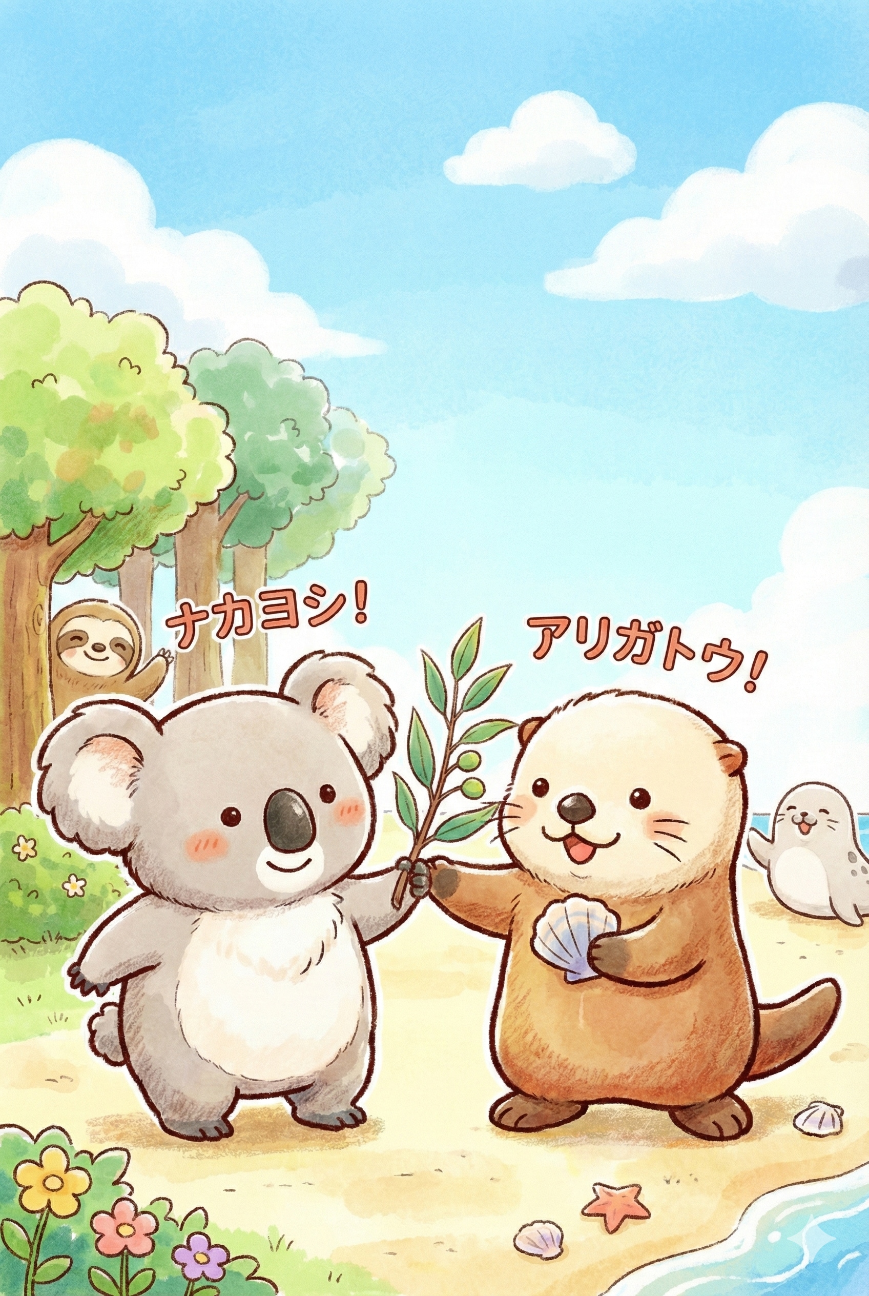 コアラとラッコの仲直り🐚 | の人気AIイラスト・グラビア