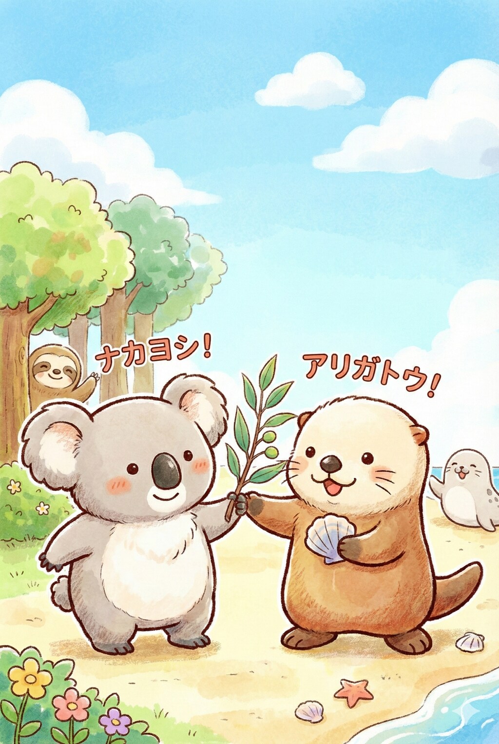 コアラとラッコの仲直り🐚