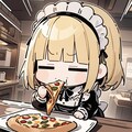 🍕🔥激務に臨むべくおピッツァパワーを補給する系メイドちゃん🔥🍕 2枚目