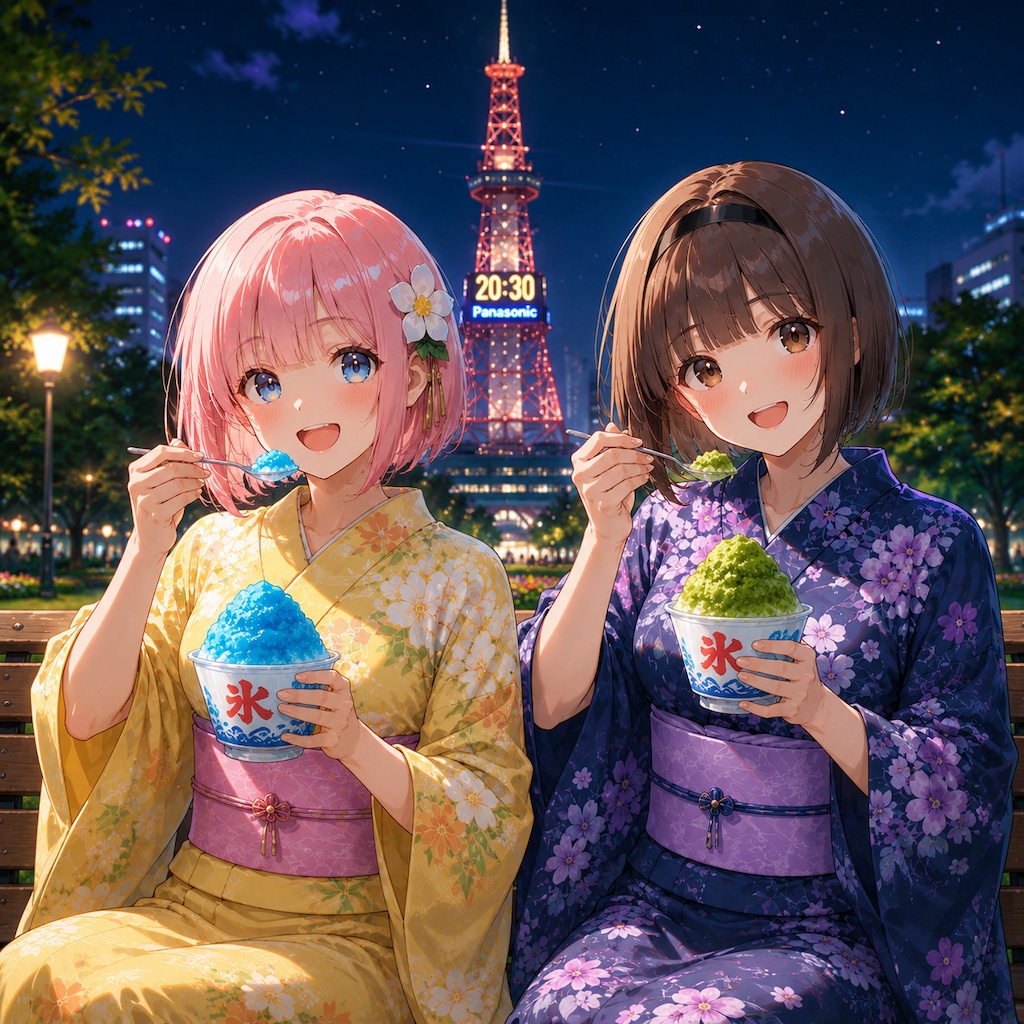 桃花ちゃんと夜の大通り公園