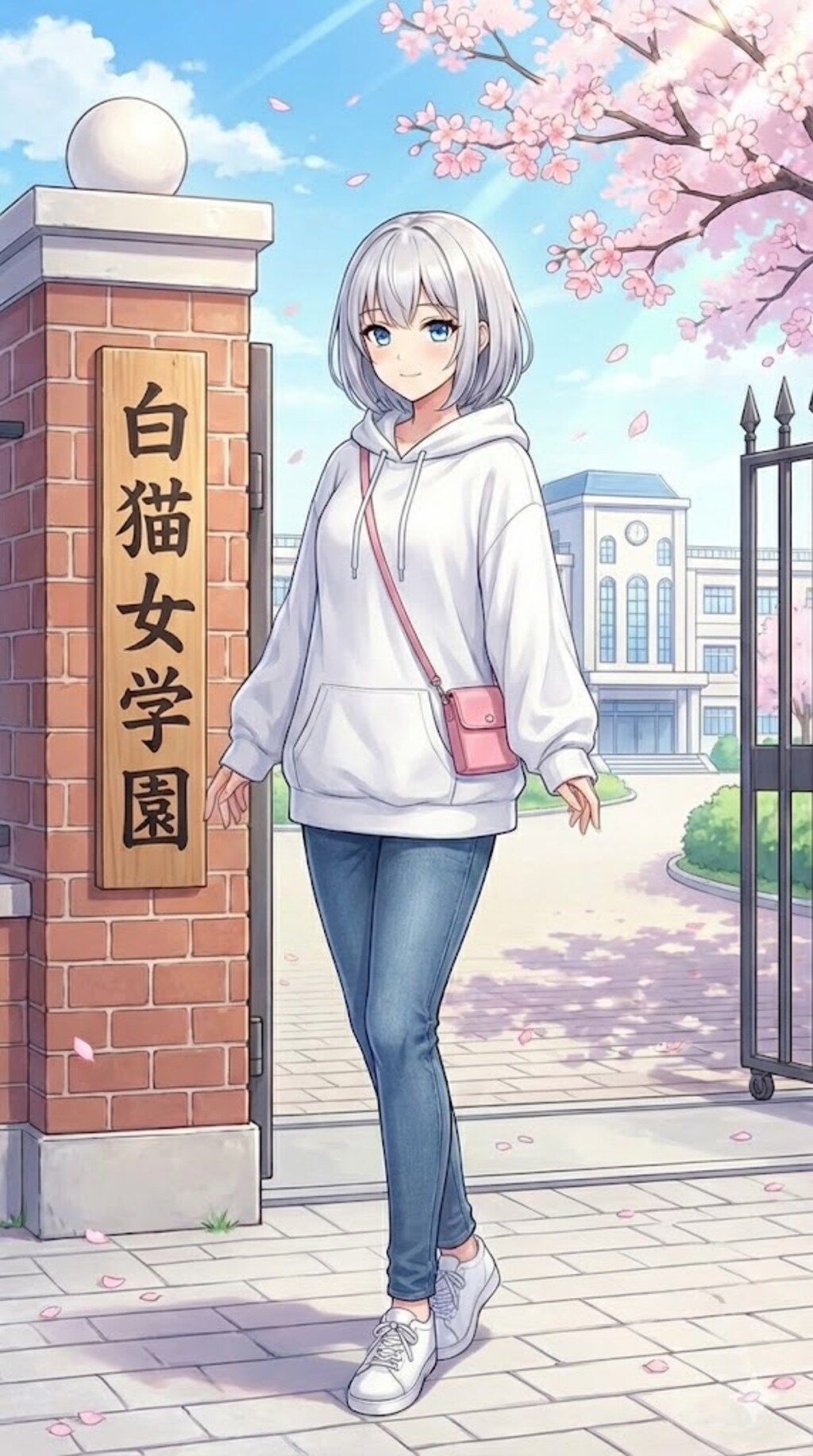 白猫を女子大生にしてみた