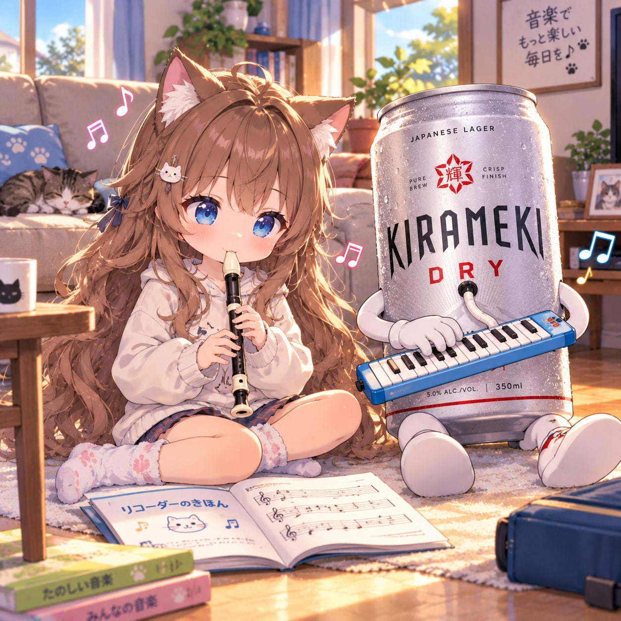 リコーダーの練習をしている小さな女の子 | の人気AIイラスト・グラビア