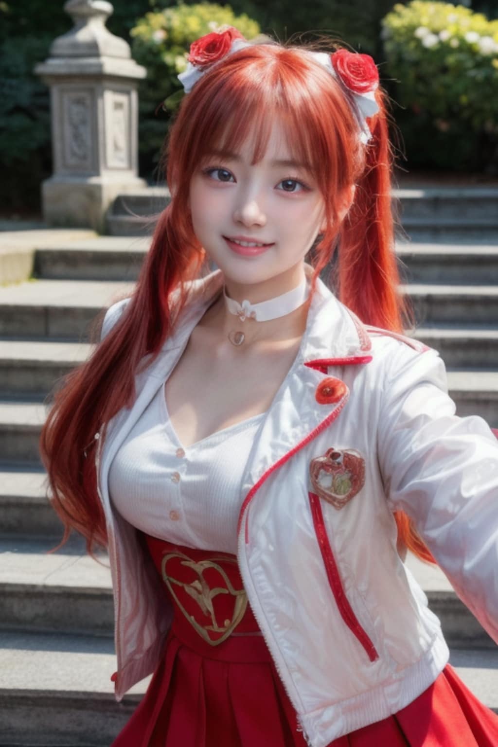 この階段の上から見る薔薇園が超絶景らしいよ！