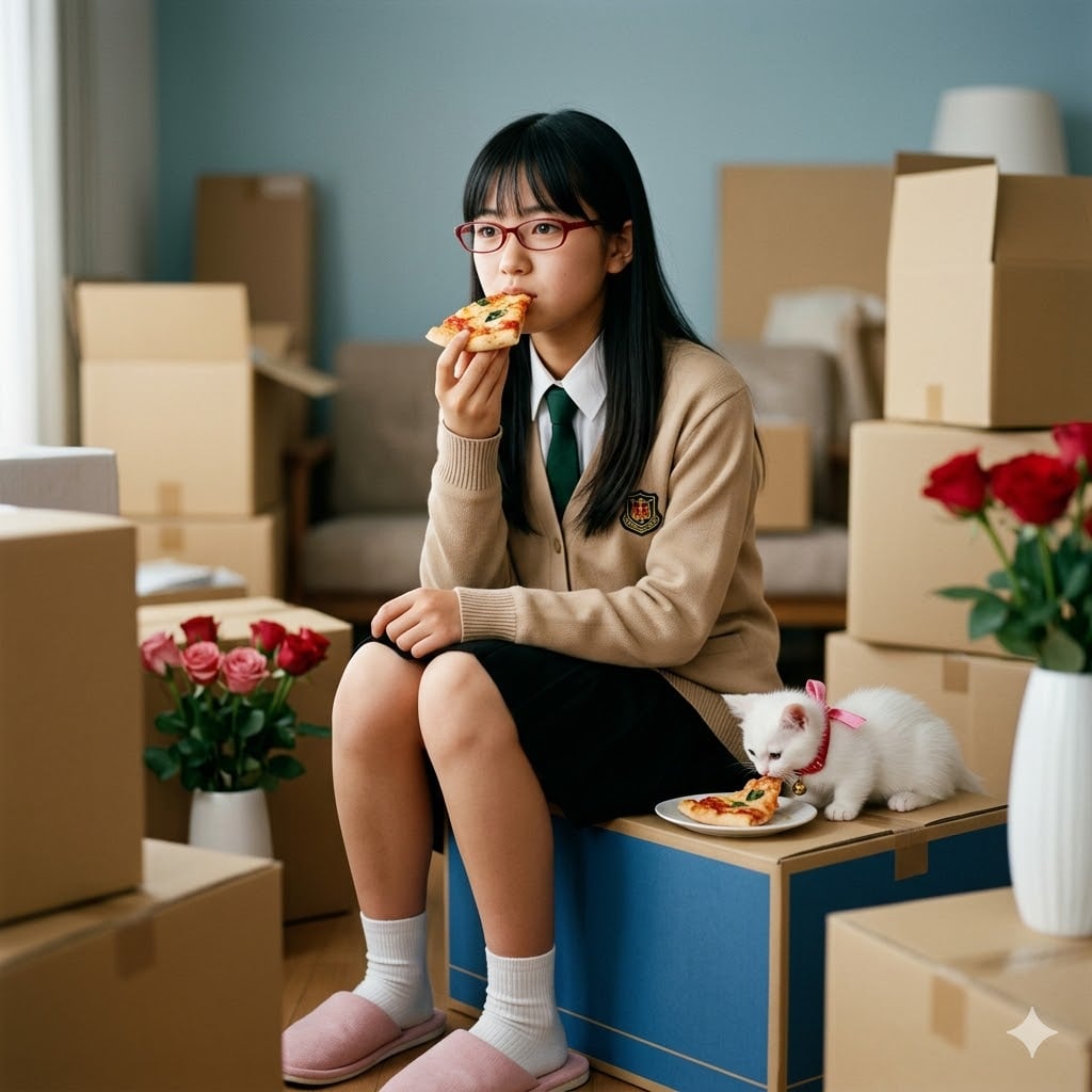 子猫とピザタイム