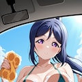 ビキニ洗車で乳ワイパー果南👙🚗🧽😍 3枚目