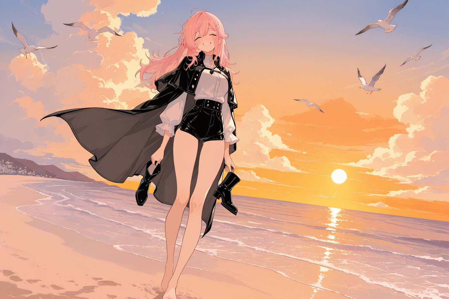 夕暮れ時の浜辺