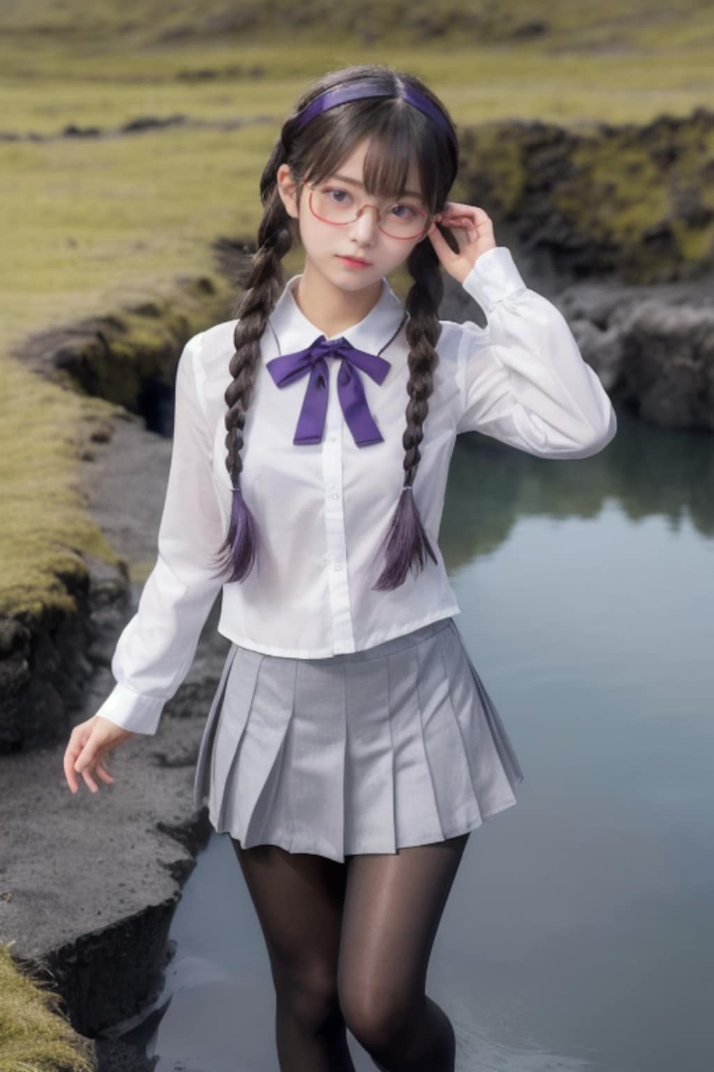 言われた通り眼鏡三つ編みで来たよ！