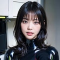 黒ラテックスボディースーツでポロリ 5枚目